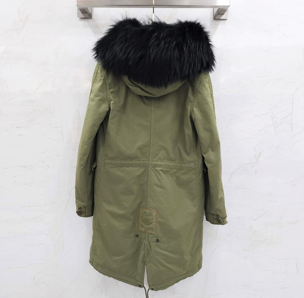 [럭스유] XS / 미스터앤미세스퍼 카키 블랙퍼 롱 야상점퍼