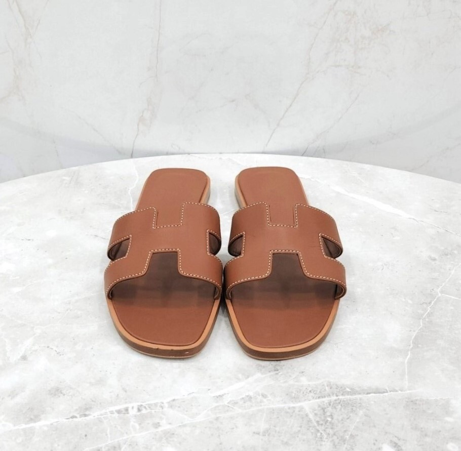 [럭스유] 37 / 에르메스 골드 오란 샌들 슬리퍼 H021056Z