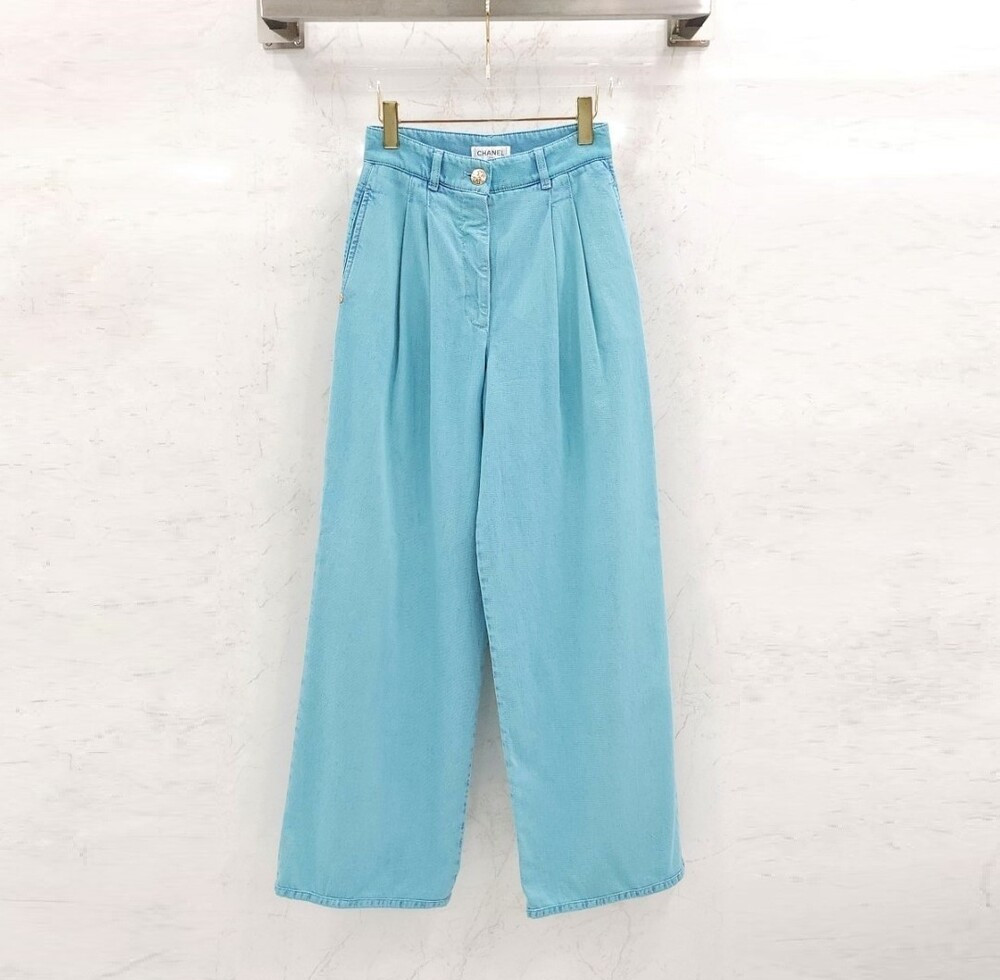 [럭스유] (새상품) 34 / 샤넬 네온 블루 워싱 데님 팬츠