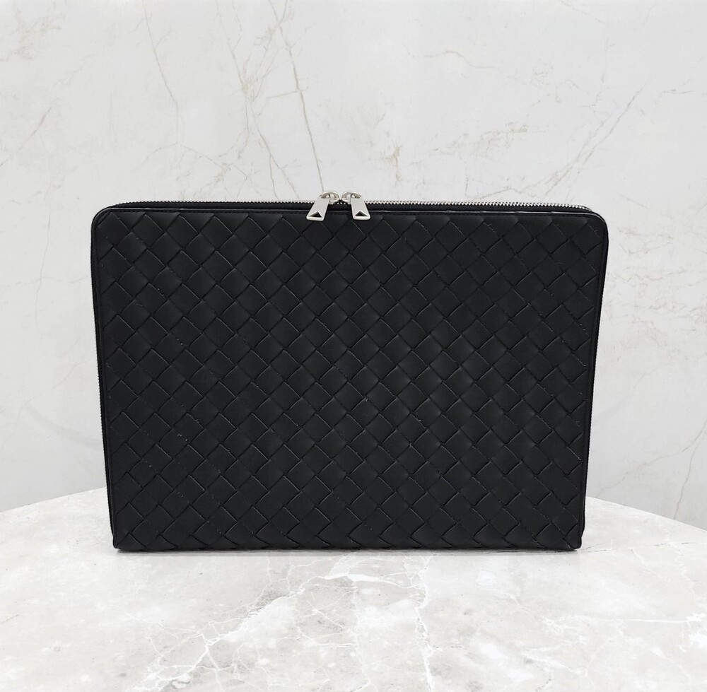 [럭스유] 보테가베네타 블랙 인트레치아토 클러치 라지