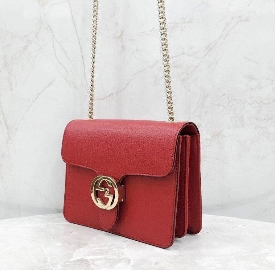 [럭스유] 구찌 GG 인터로킹 체인 크로스백 스몰 레드 510304