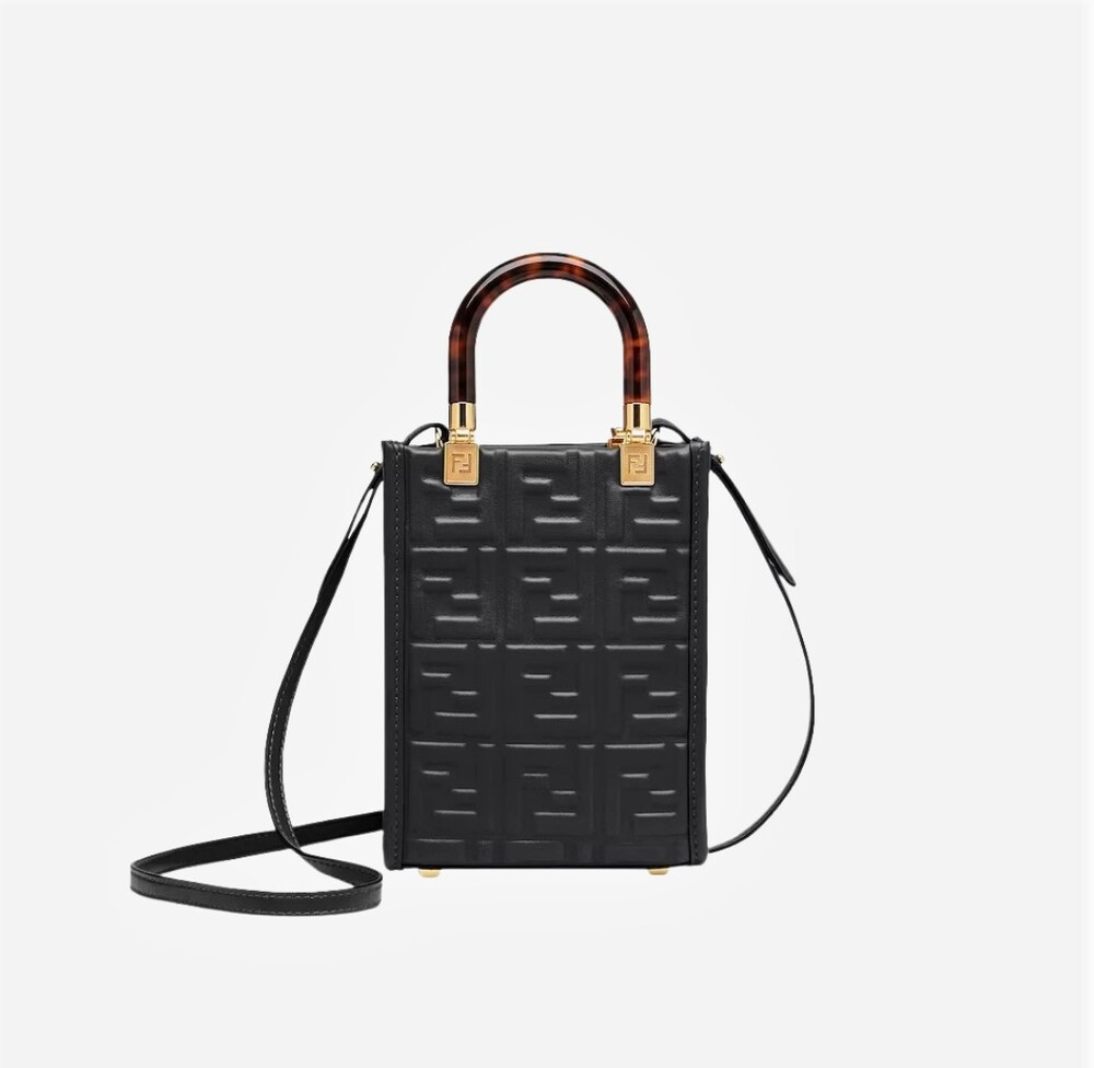 [럭스유] 펜디 블랙 미니 선샤인 FF 쇼퍼 레더백