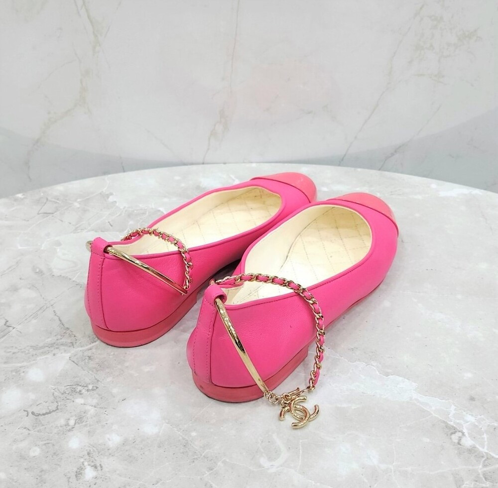 [럭스유] 37 / 샤넬 에나멜 발레리나 체인 플랫 슈즈 G38986