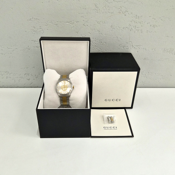 구찌 G 타임리스 캣 38mm 메탈 남녀공용 시계 YA1264074