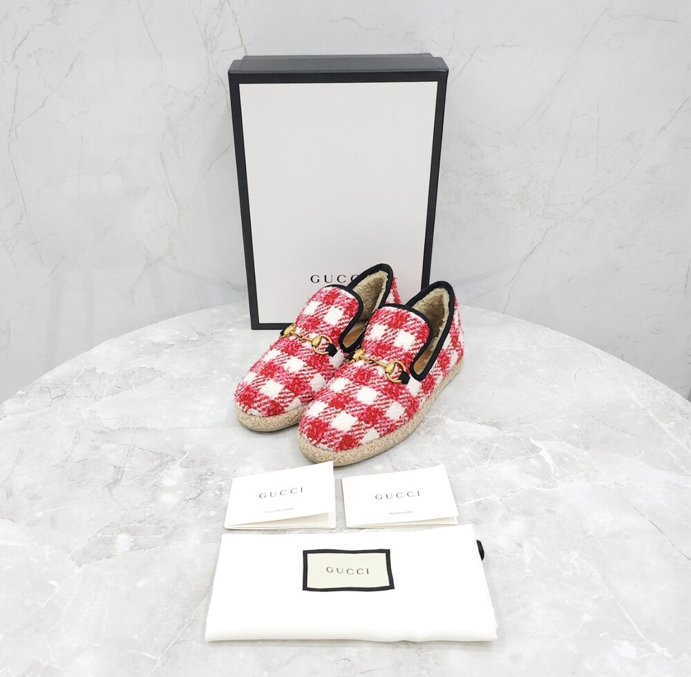 [럭스유] 37.5 / 구찌 체크 울 홀스빗 로퍼