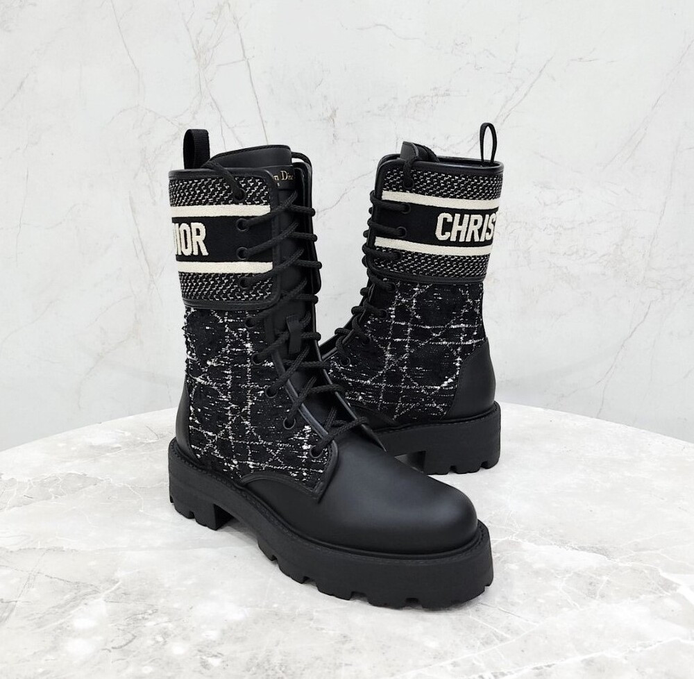 [럭스유] (새상품) 35 / 디올 D 메이저 앵클 부츠 까나쥬 트위드 KDT010CWY_S17X