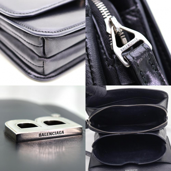 Balenciaga(발렌시아가) 592898 블랙 카프스킨 은장 B로고 스몰 숄더백