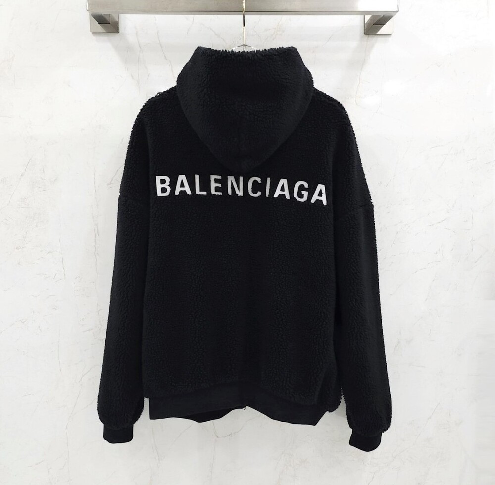 [럭스유] (새상품) L / 발렌시아가 여성 로고 자수 플리스 집업 후드 768694