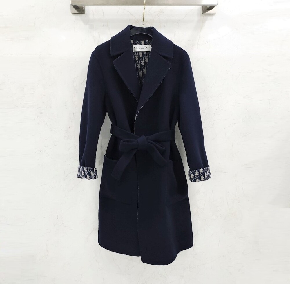 [럭스유] 36 / 디올 버진 울 오블리크 벨트 코트 110M36A1375