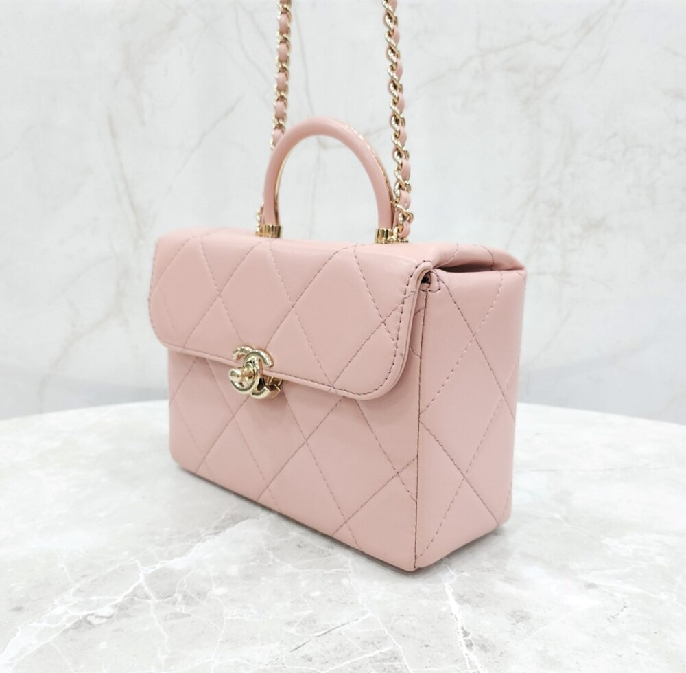 [럭스유] 샤넬 핑크 탑핸들 스몰 박스 토트 숄더백 신형내장칩 AS4470