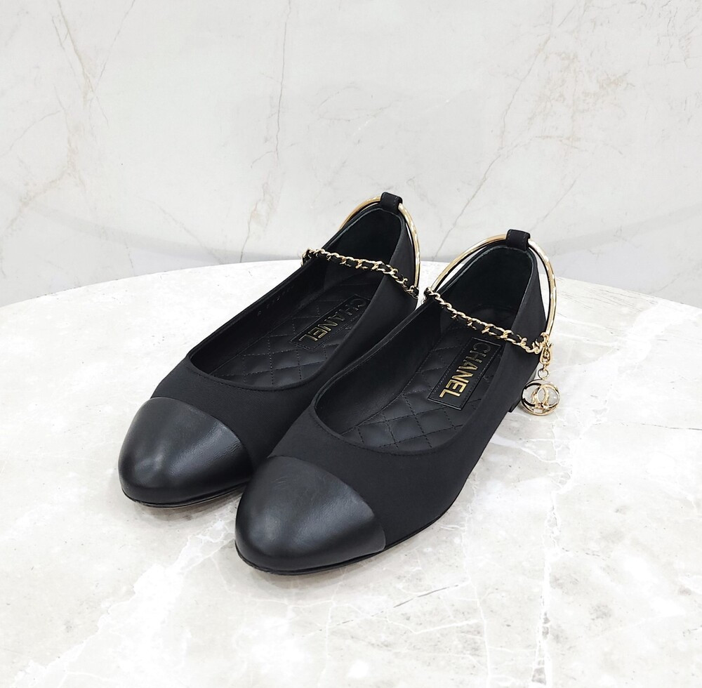 [럭스유] 37 / 샤넬 체인 스트랩 발레리나 플랫 슈즈 G38986