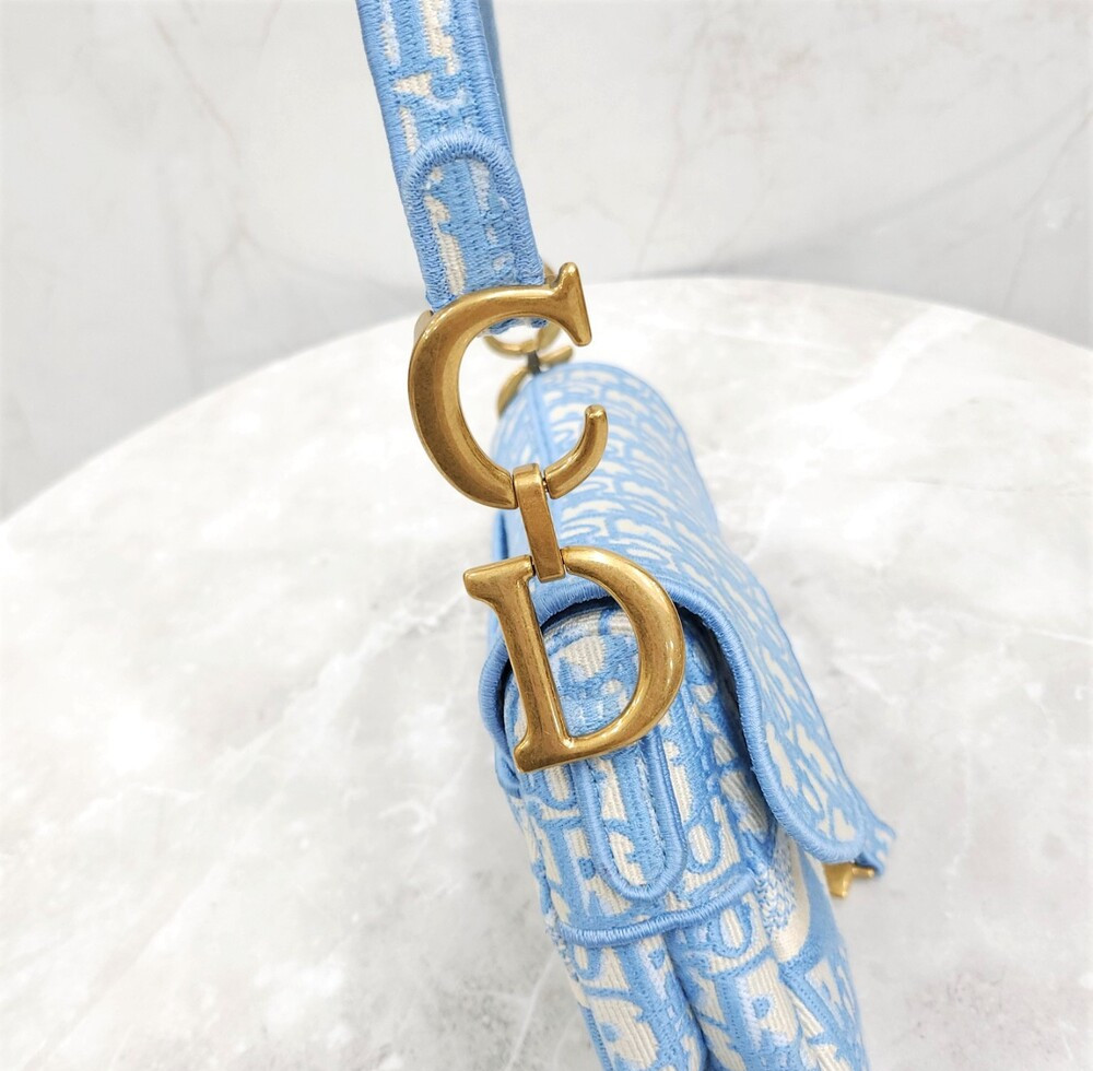 [럭스유] (새상품) 디올 블루 오블리크 새들백 미디움