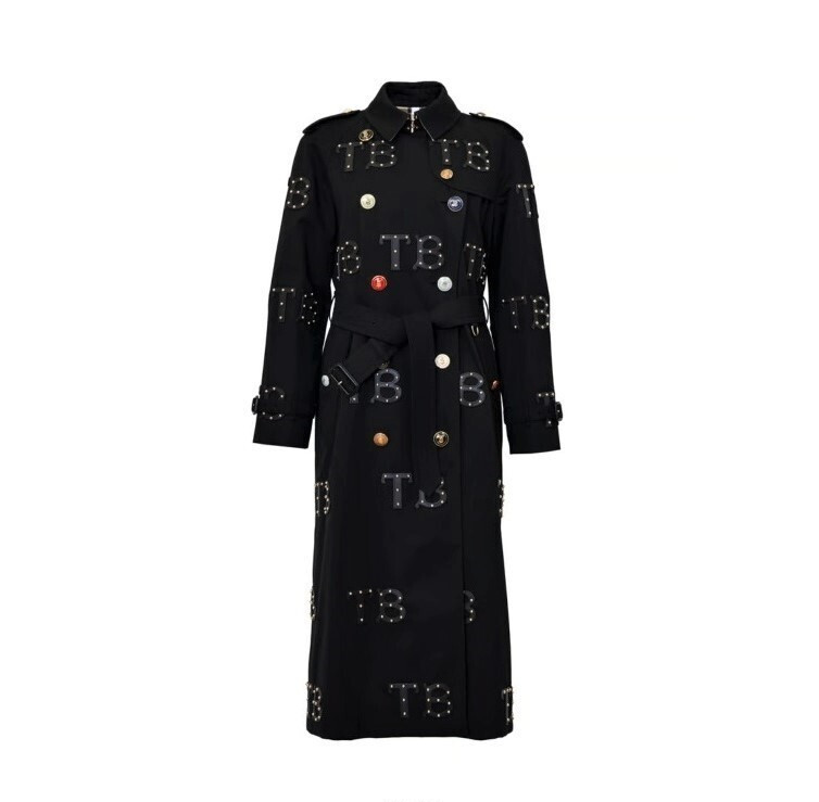 [럭스유] (새상품) 38 / 버버리 한정판 TB 스터드 레더 자수 트렌치 코트