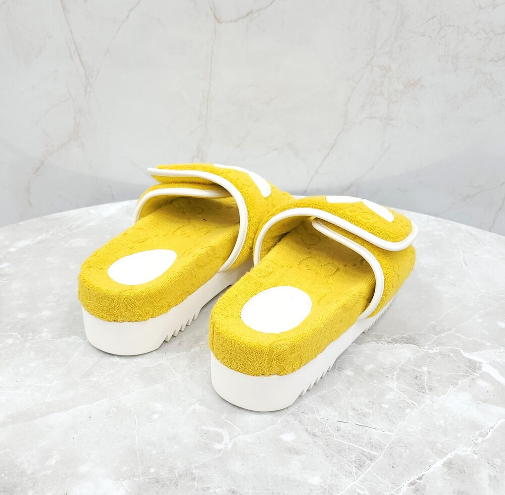 [럭스유] (새상품) 37 / 구찌 X 아디다스 GG 플랫폼 샌들 옐로우 702412