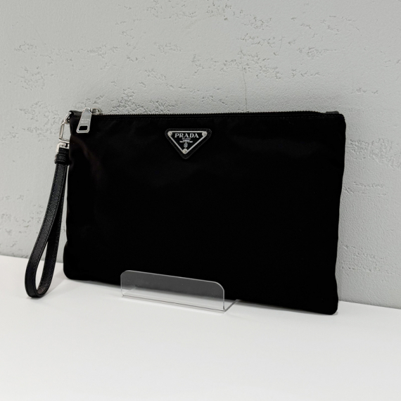 프라다 리나일론 사피아노 레더 파우치 블랙 2NH006
