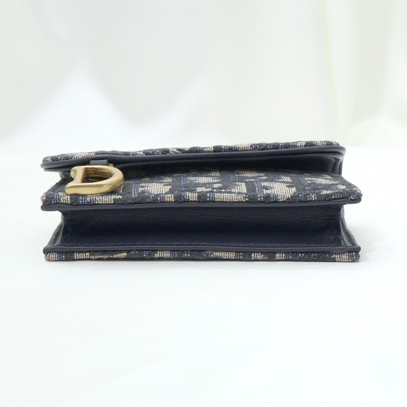 Dior(크리스챤디올) S5611CTZQ 블루 오블리크 자카드 새들 플랩 카드지갑