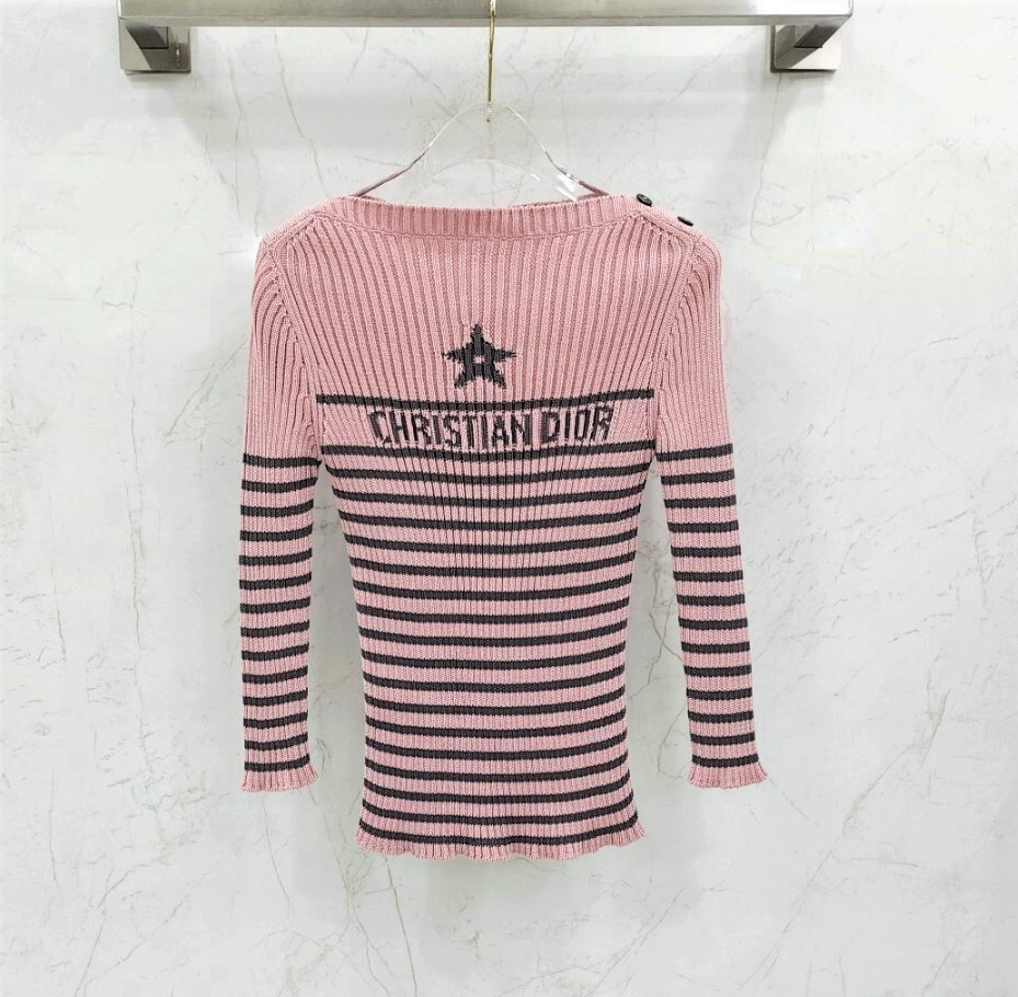 [럭스유] (새상품) 36 / 디올 리비에라 코튼 니트 핑크 그레이