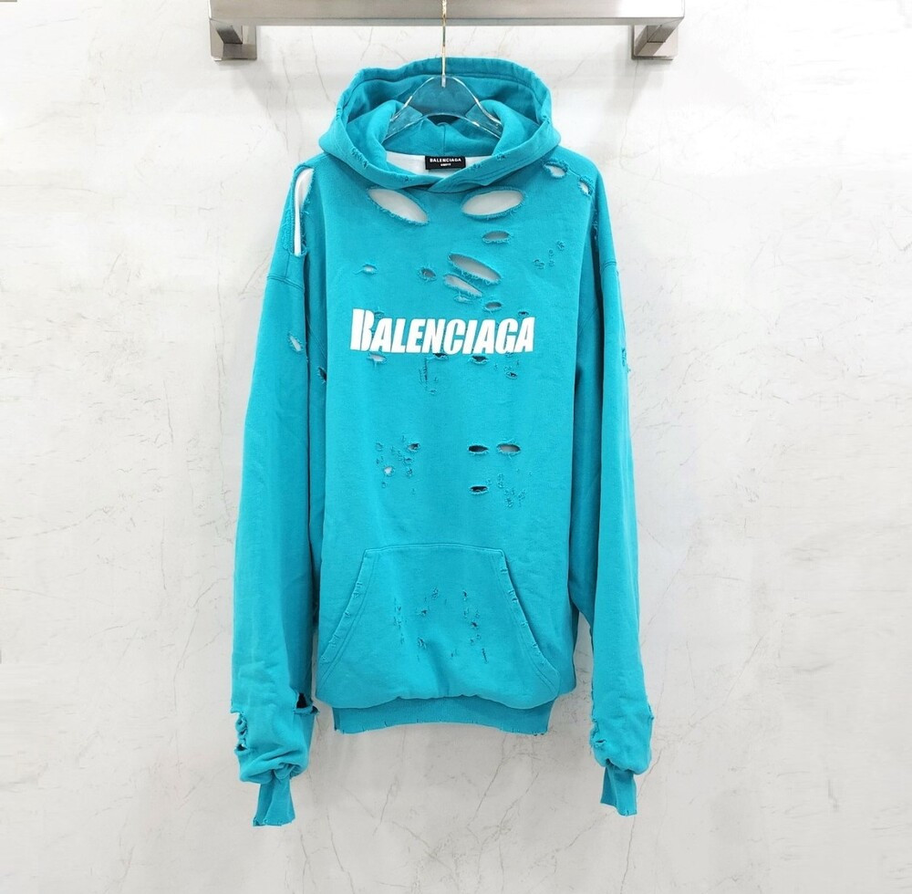 [럭스유] (새상품) XXS / 발렌시아가 캡 디스트로이드 오버핏 후드 659403