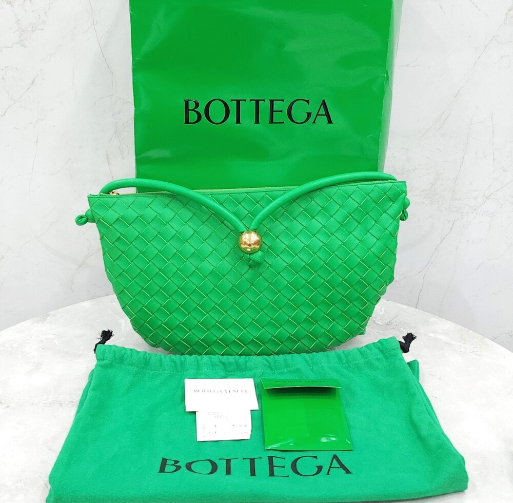 [럭스유] 보테가베네타 그린 미디엄 턴 파우치 숄더백 701024