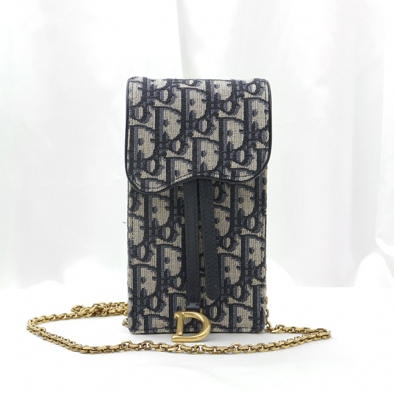 Dior(크리스챤디올) S5641CTZQ_M928 블루 오블리크 자가드 새들 버티컬 파우치 크로스백