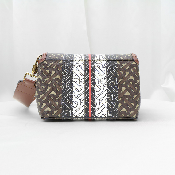 Burberry(버버리) 80207231 TB 모노그램 스트라이프 E캔버스 브라운 레더 스몰 크로스백