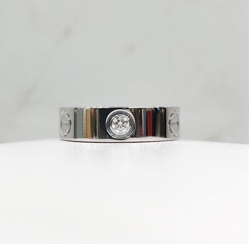 [럭스유] 까르띠에 다이아 3P 화이트골드 러브밴드 링 53호