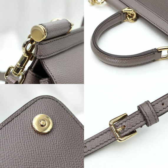 Dolce&Gabbana(돌체앤가바나) 그레이 레더 시칠리 스몰 토트 2WAY