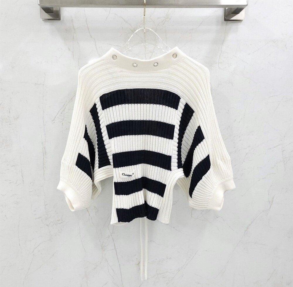 [럭스유] (새상품) 34 / 디올 스트라이프 스트링 니트 스웨터 524S16A7025