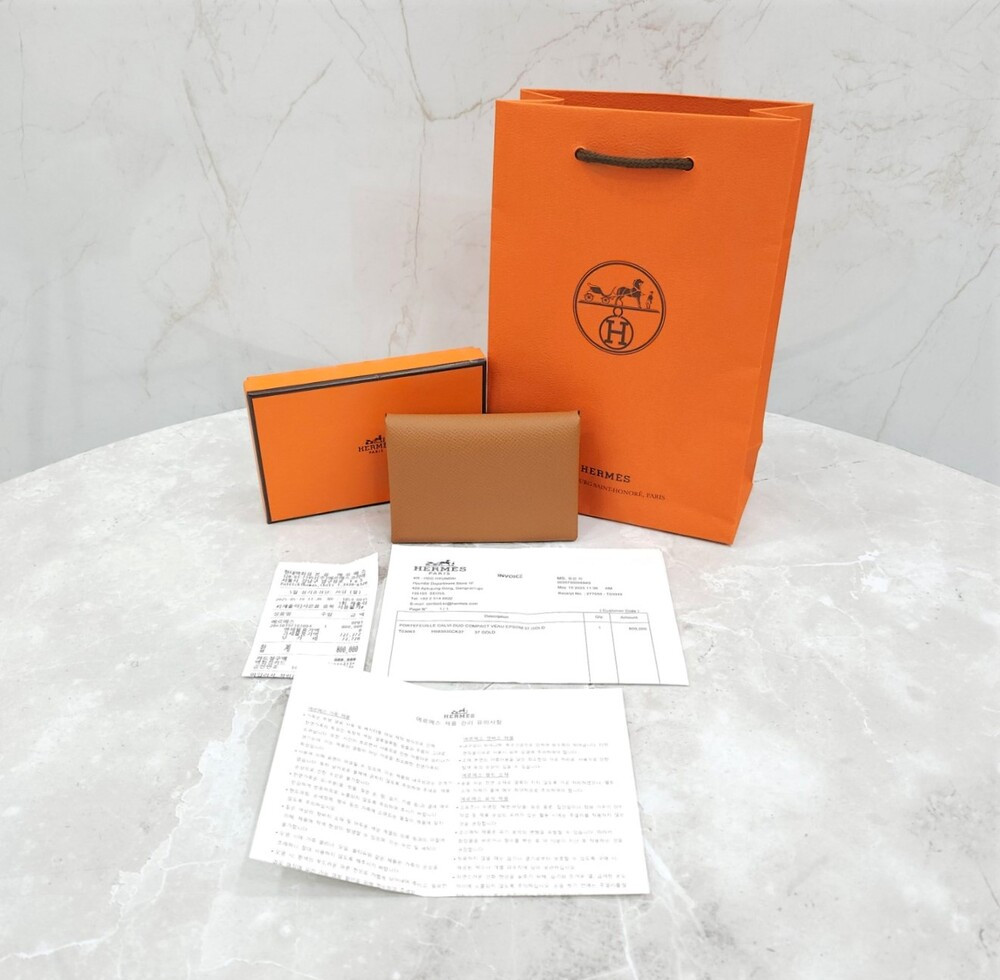 [럭스유] (새상품) 에르메스 칼비 듀오 카드홀더 골드 H083035CK37