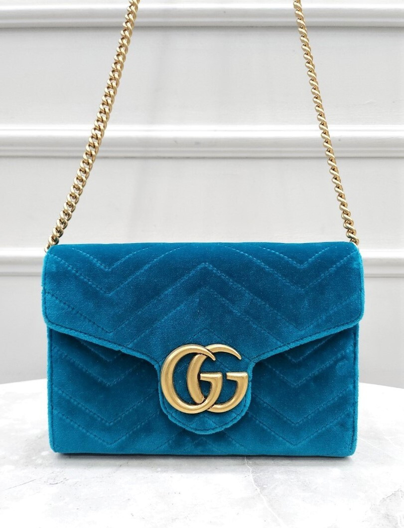 [럭스유] 구찌 GG 마틀라세 미니 벨벳 체인 숄더백