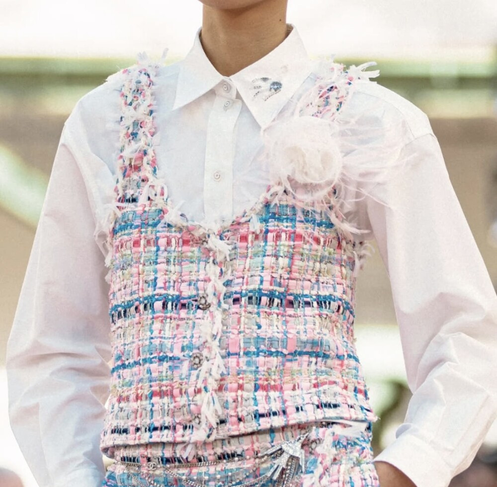 [럭스유] (새상품) 34 / 샤넬 25SS 트위드 뷔스티에 베스트 코튼 실크 P79636