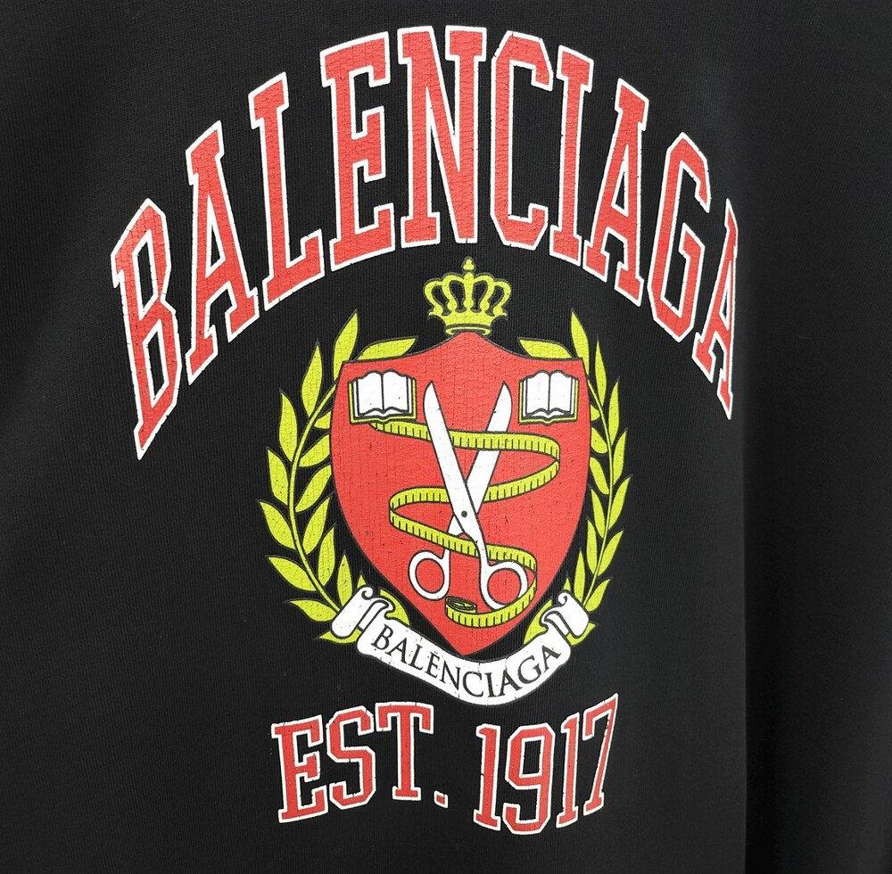 [럭스유] L / 발렌시아가 컬리지 와이드 로고 후드티