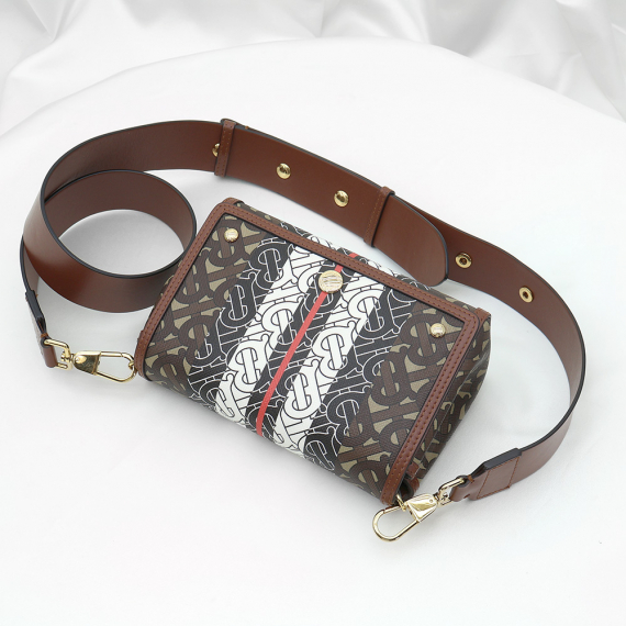 Burberry(버버리) 80207231 TB 모노그램 스트라이프 E캔버스 브라운 레더 스몰 크로스백