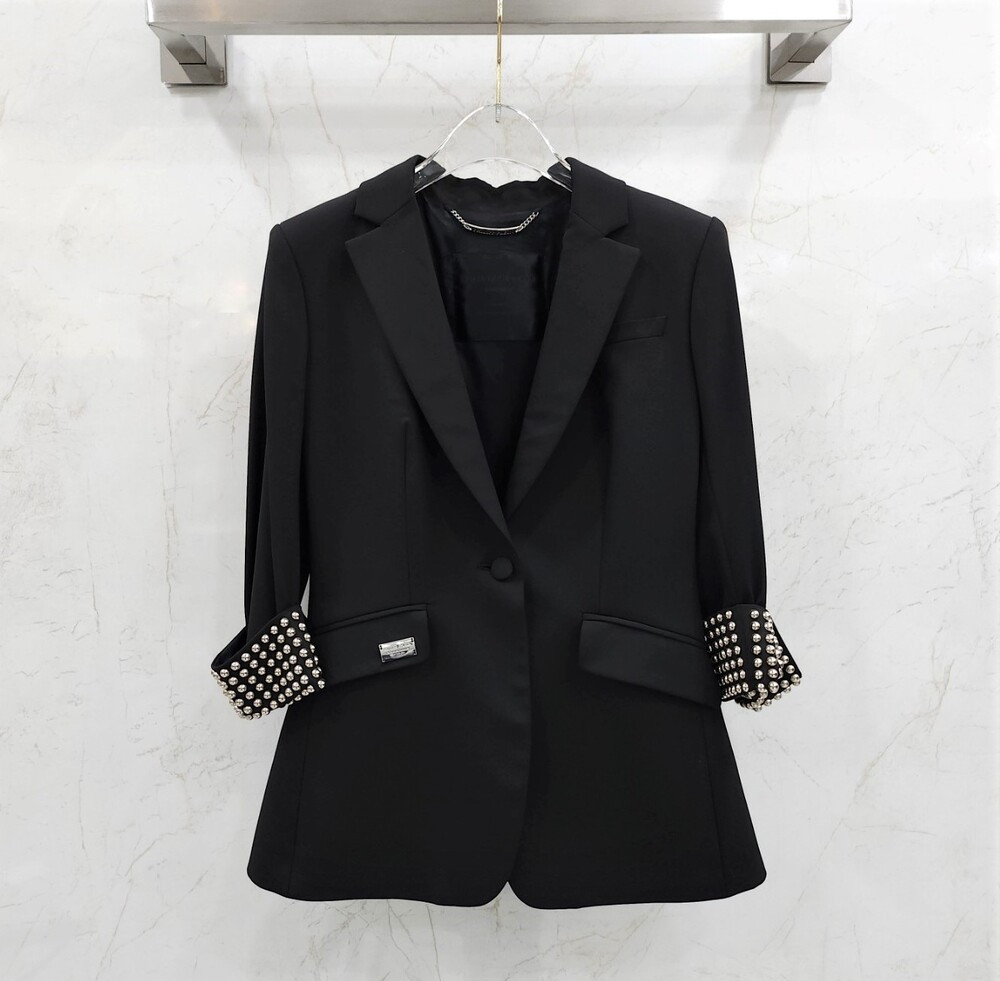 [럭스유] XS / 필립플레인 블랙 스와로브스키 스컬 스터드 자켓