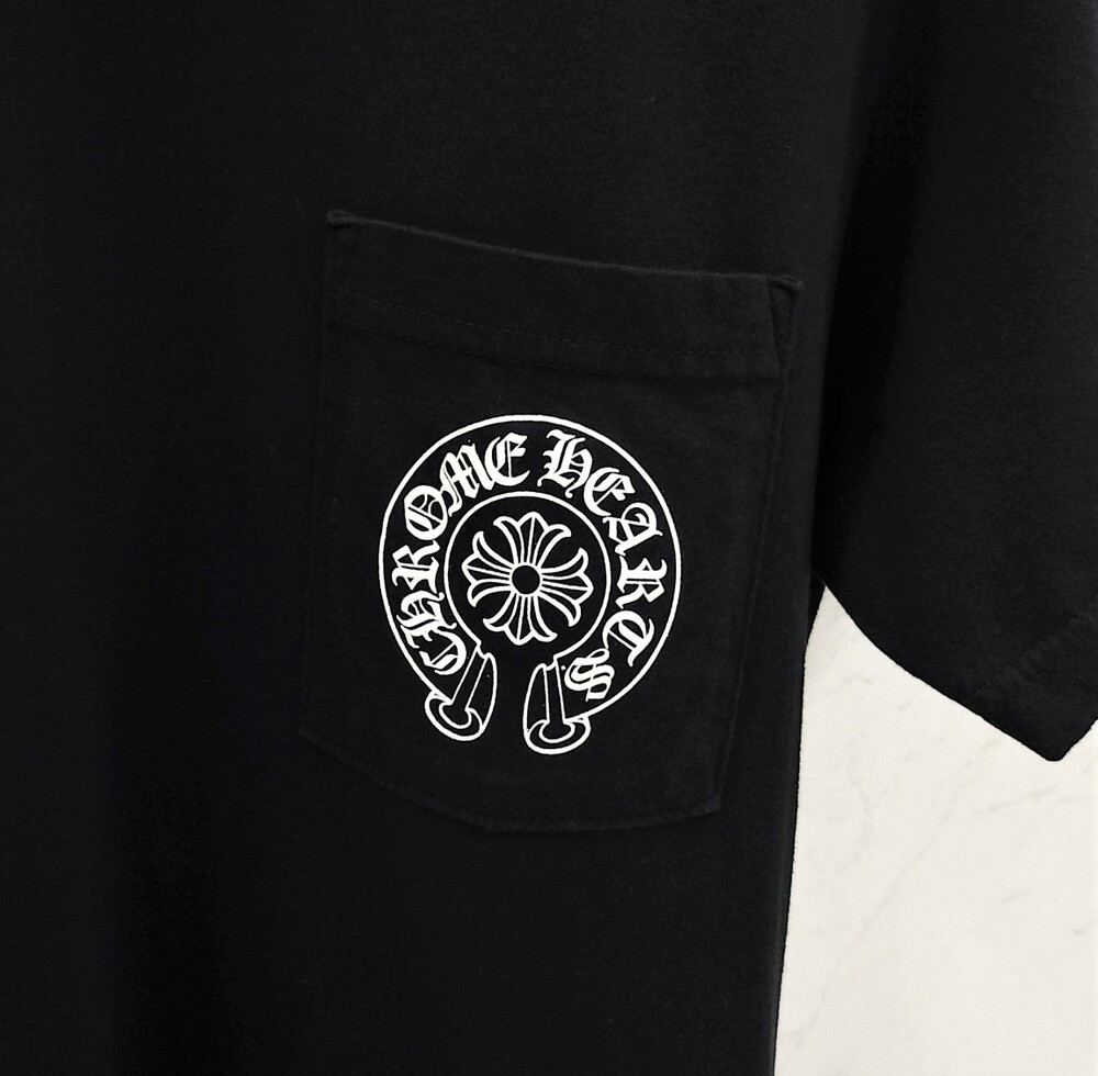 [럭스유] S / 크롬하츠 블랙 홀스슈 프린팅 로고 반팔 티셔츠