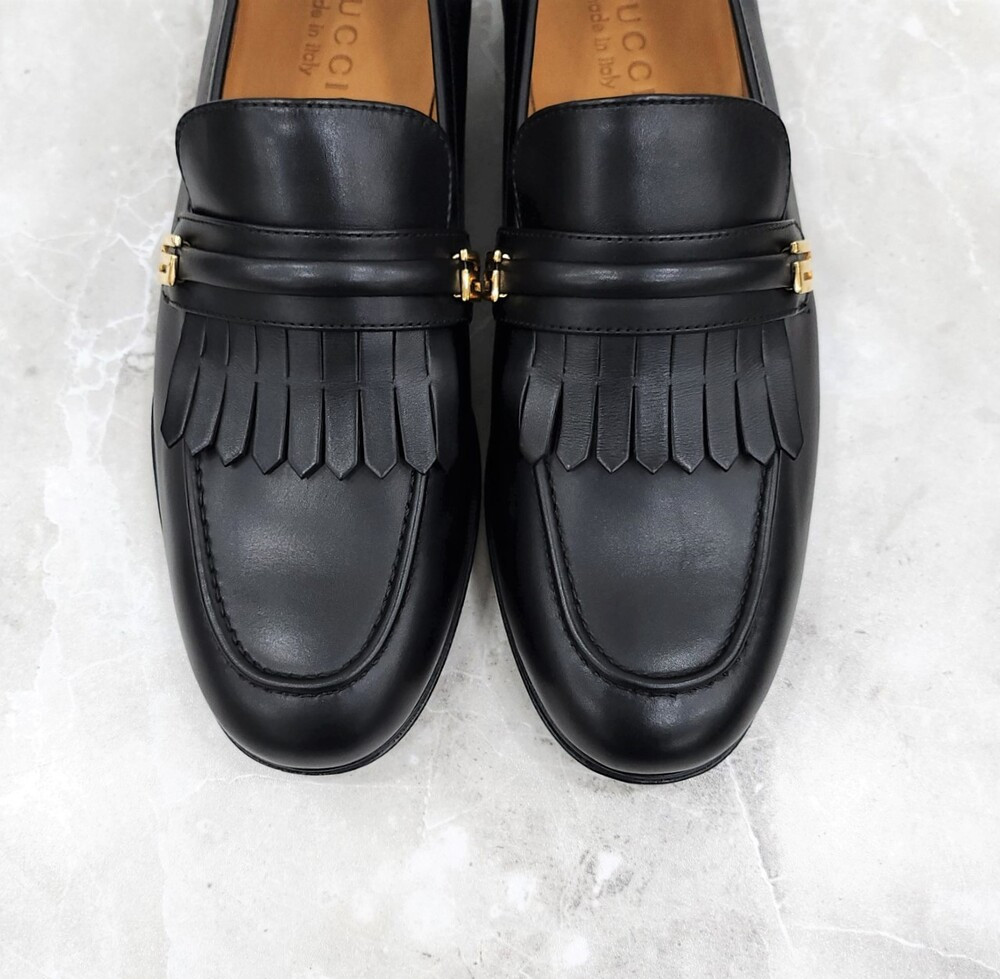 [럭스유] (새상품) 6 / 구찌 미러 G 레더 로퍼 블랙 714680