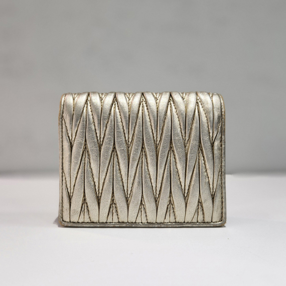 미우미우 마테라쎄 나파 실버 큐빅 반지갑 5MV204