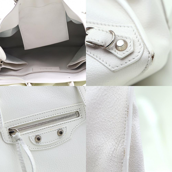 Balenciaga(발렌시아가) 236701 화이트 카프스킨 파피에르 A4 짚 어라운드 토트백