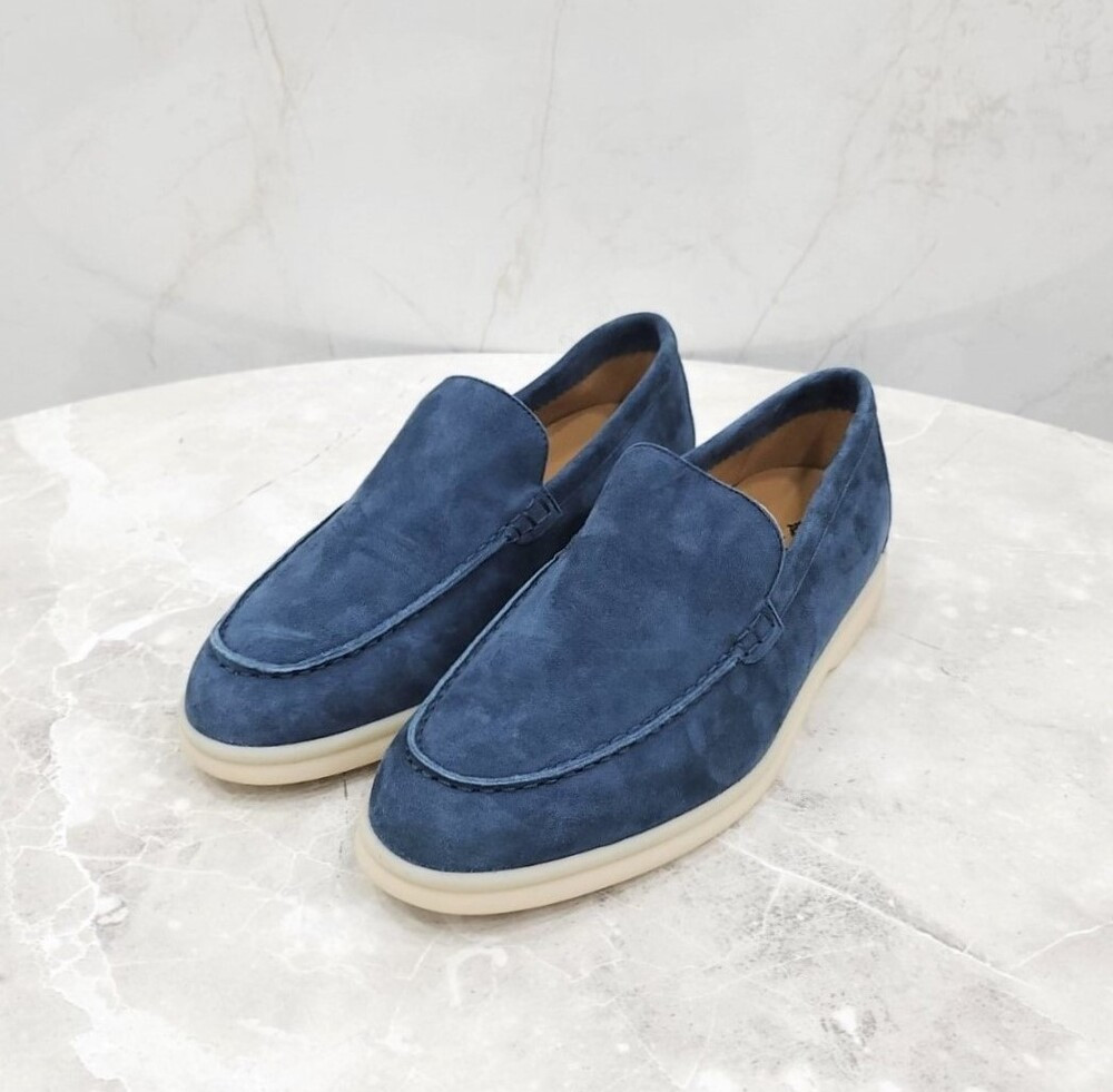 [럭스유] (새상품) 37.5 / 로로피아나 네이비 스웨이드 썸머워크 로퍼