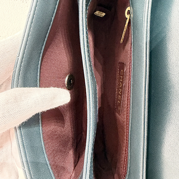 샤넬 플랩백 램스킨 미니 금장 블루그린 숄더백 23번대 A93514