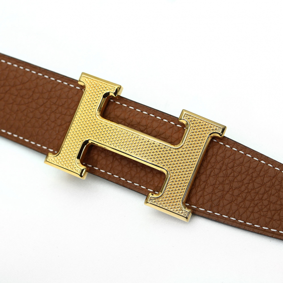 Hermes(에르메스) H Guillochee 금장 버클 & 32MM 마가싸 골드 리버서블 벨트 80