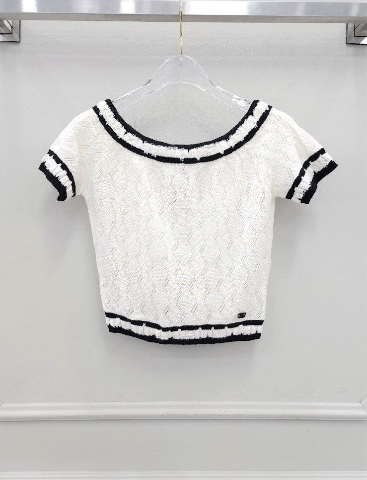 [럭스유] 36 / 샤넬 크롭탑 반팔 니트