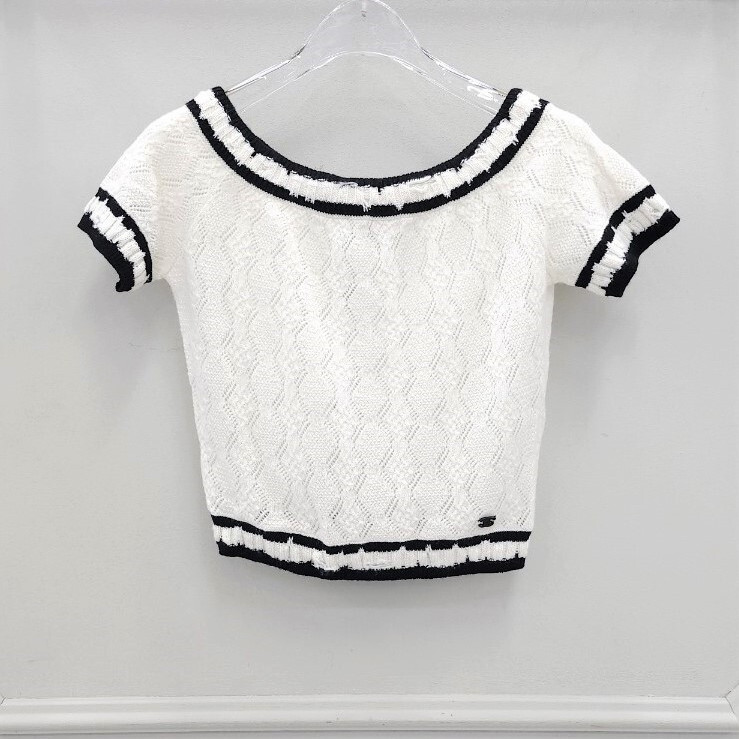 [럭스유] 36 / 샤넬 크롭탑 반팔 니트