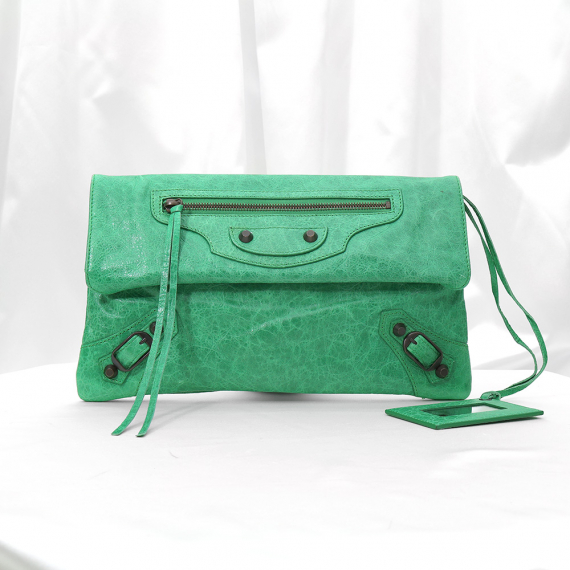 Balenciaga(발렌시아가) 224915 그린 램스킨 클래식 엔벨로프 클러치