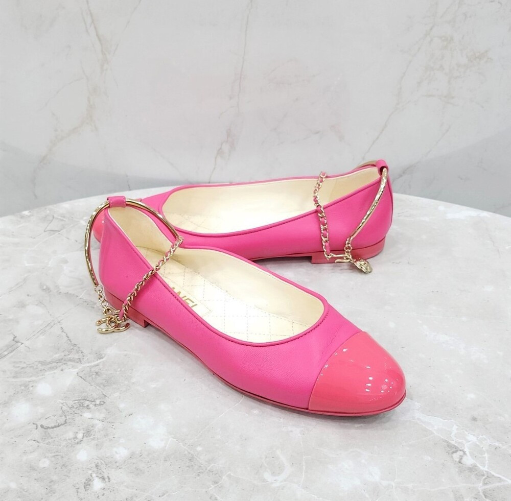 [럭스유] 37 / 샤넬 에나멜 발레리나 체인 플랫 슈즈 G38986