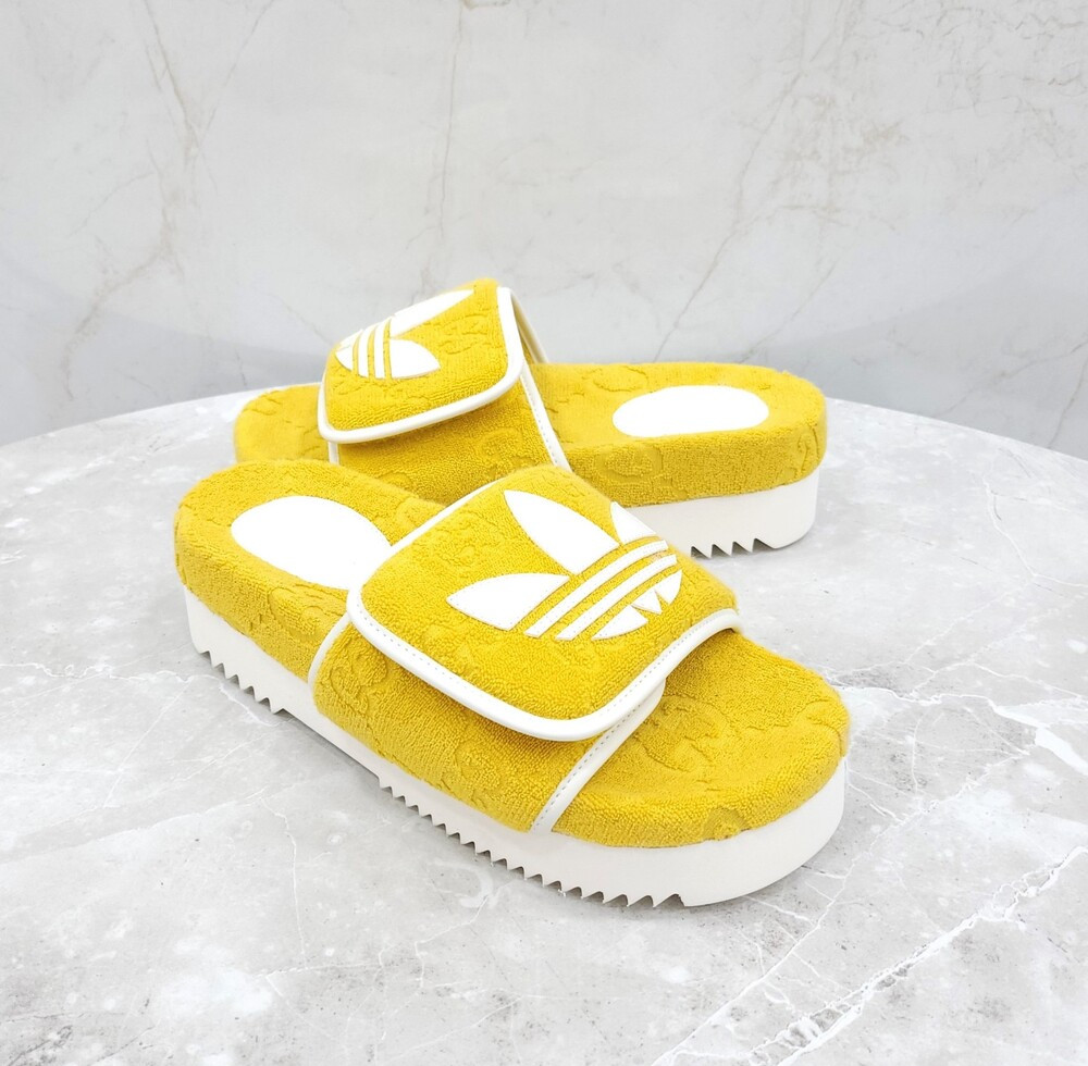 [럭스유] (새상품) 37 / 구찌 X 아디다스 GG 플랫폼 샌들 옐로우 702412