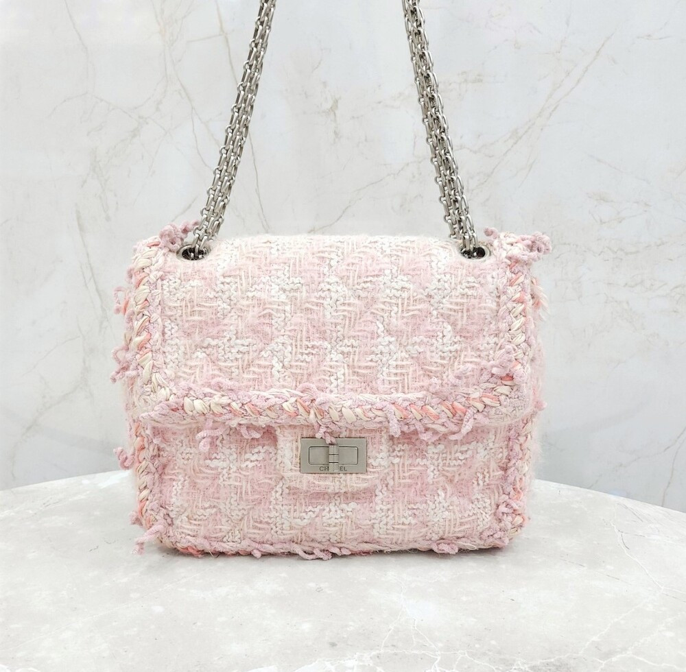 [럭스유] 샤넬 트위드 핑크 2.55 미니 체인백