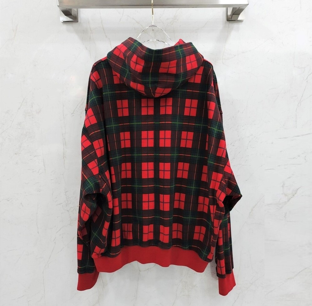 [럭스유] M / 피어오브갓 체크 스웨터 코튼 후드티