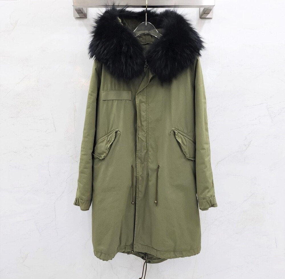 [럭스유] XS / 미스터앤미세스퍼 카키 블랙퍼 롱 야상점퍼