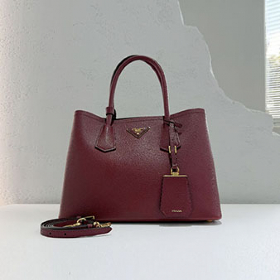 프라다 사피아노 두블레 금장 레드 토트백 B2756T